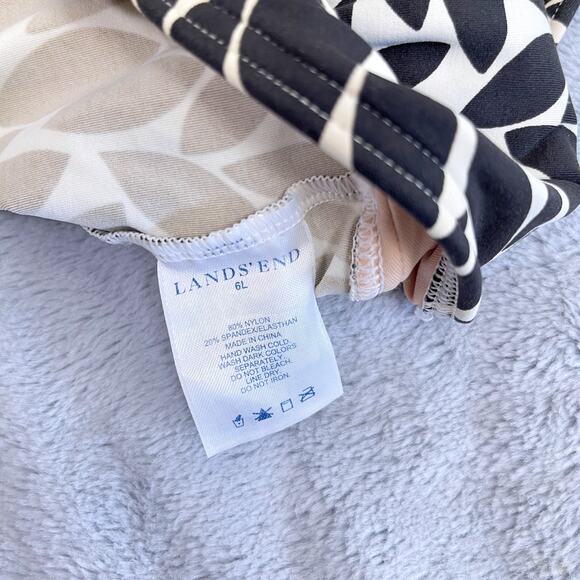 Lands End Swim Tankini Top Brown Print Halter V Neck Swimwear Womens 6 Long 6L - Picture 4 of 4